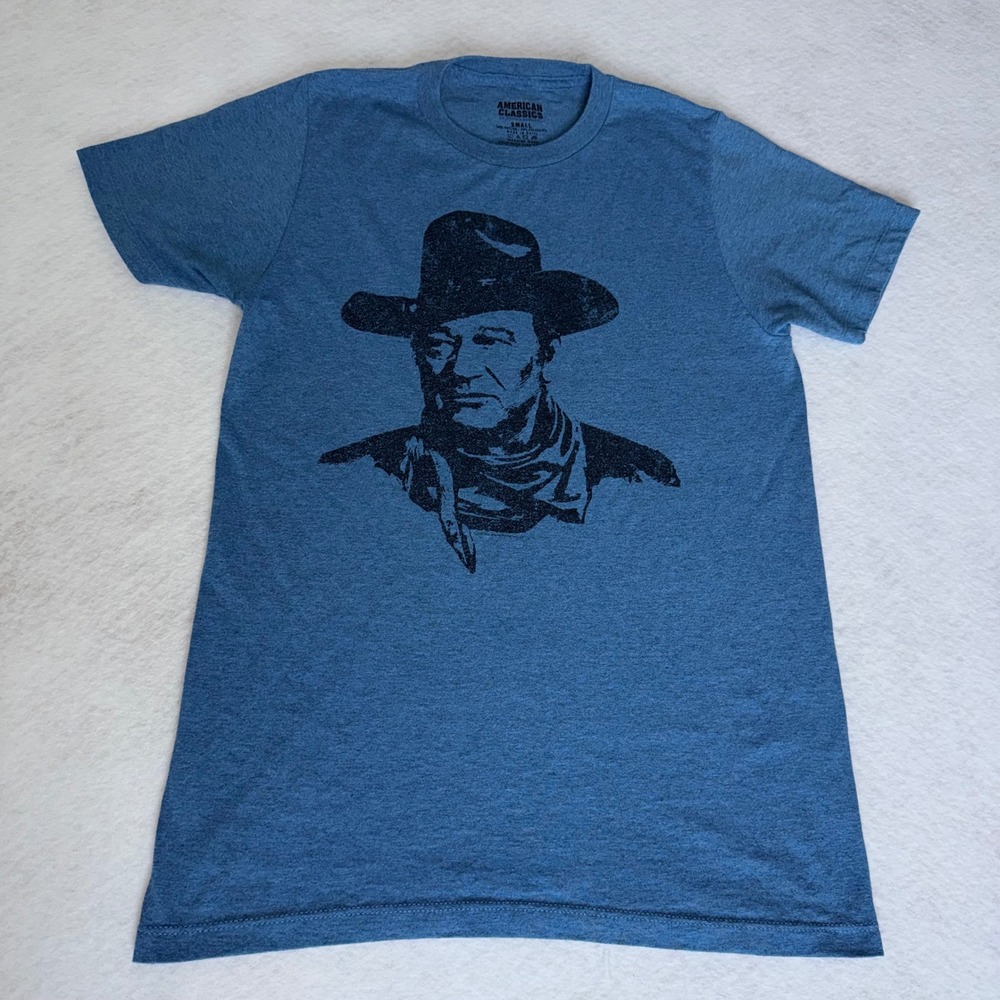 American Classics John Wayne Graphic T-Shirt Mens‎ Small Blue Heathered Western